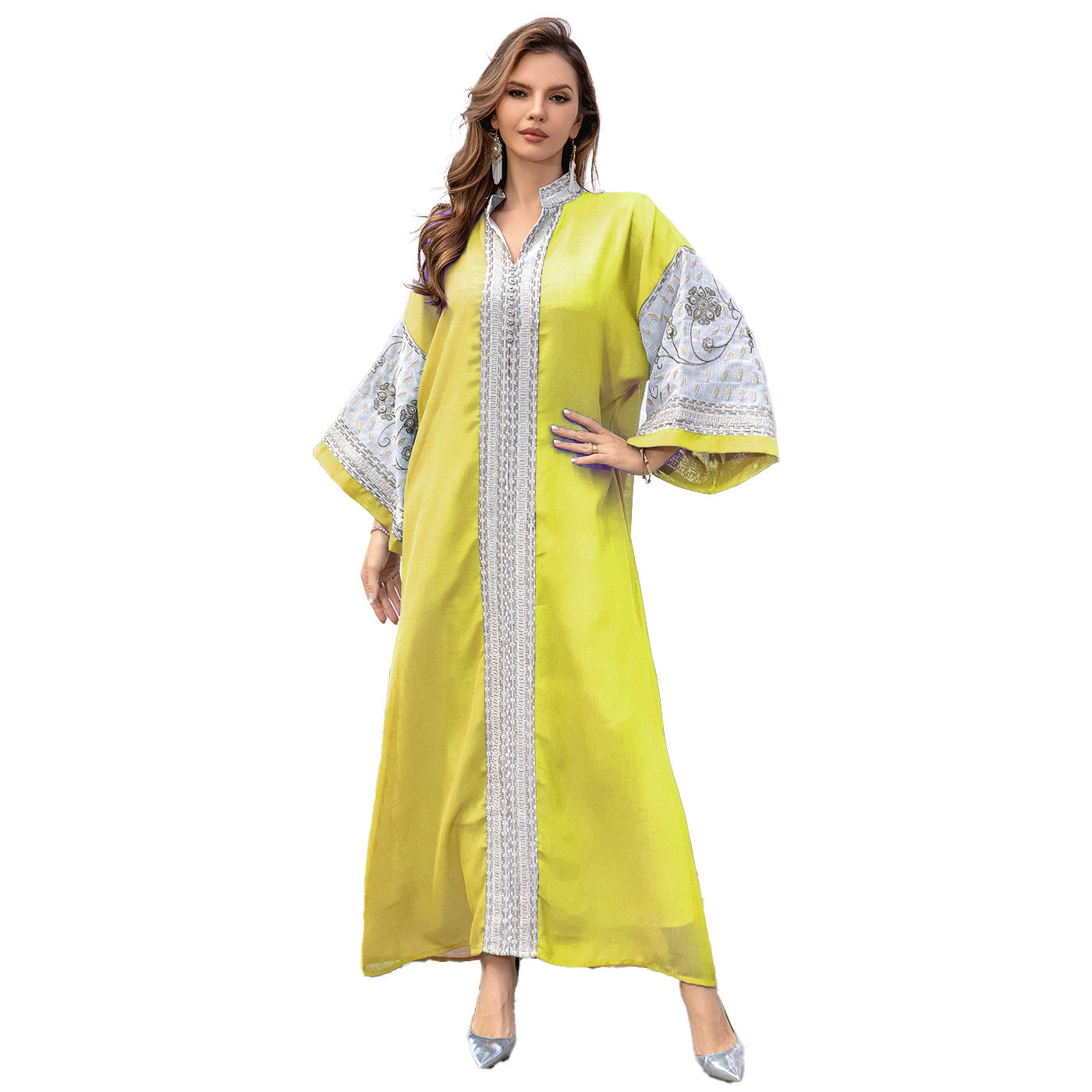 Women's Embroidered V-Neck Dress