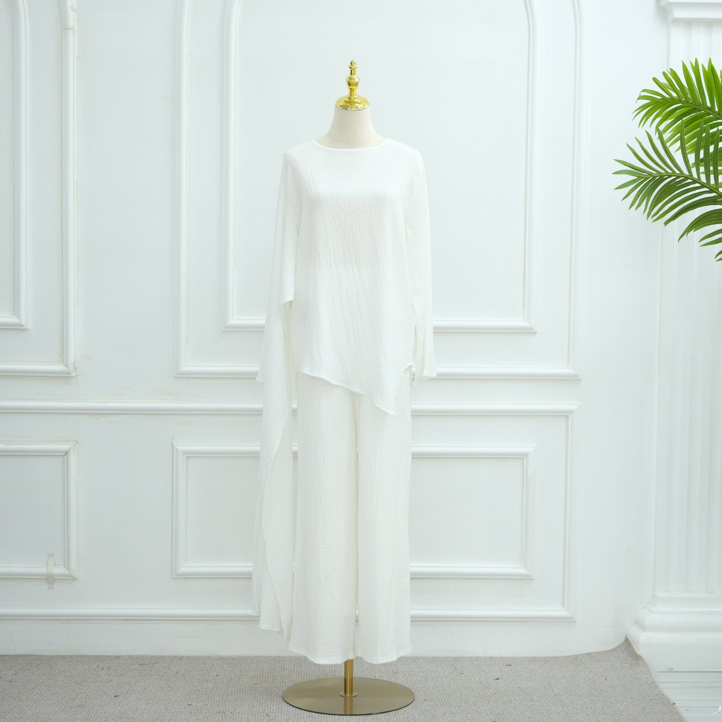 Buttoned Cardigan and Pants Two-piece Set