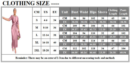 Women's Short Sleeve Waistband Tie Long Dress Two Piece Sets