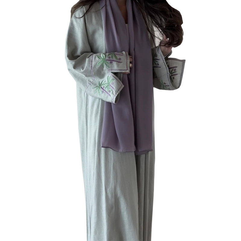 Women's Embroidery Robe Open Abaya