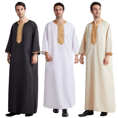 Men's Eight-quarter Sleeved Embroidered Robe