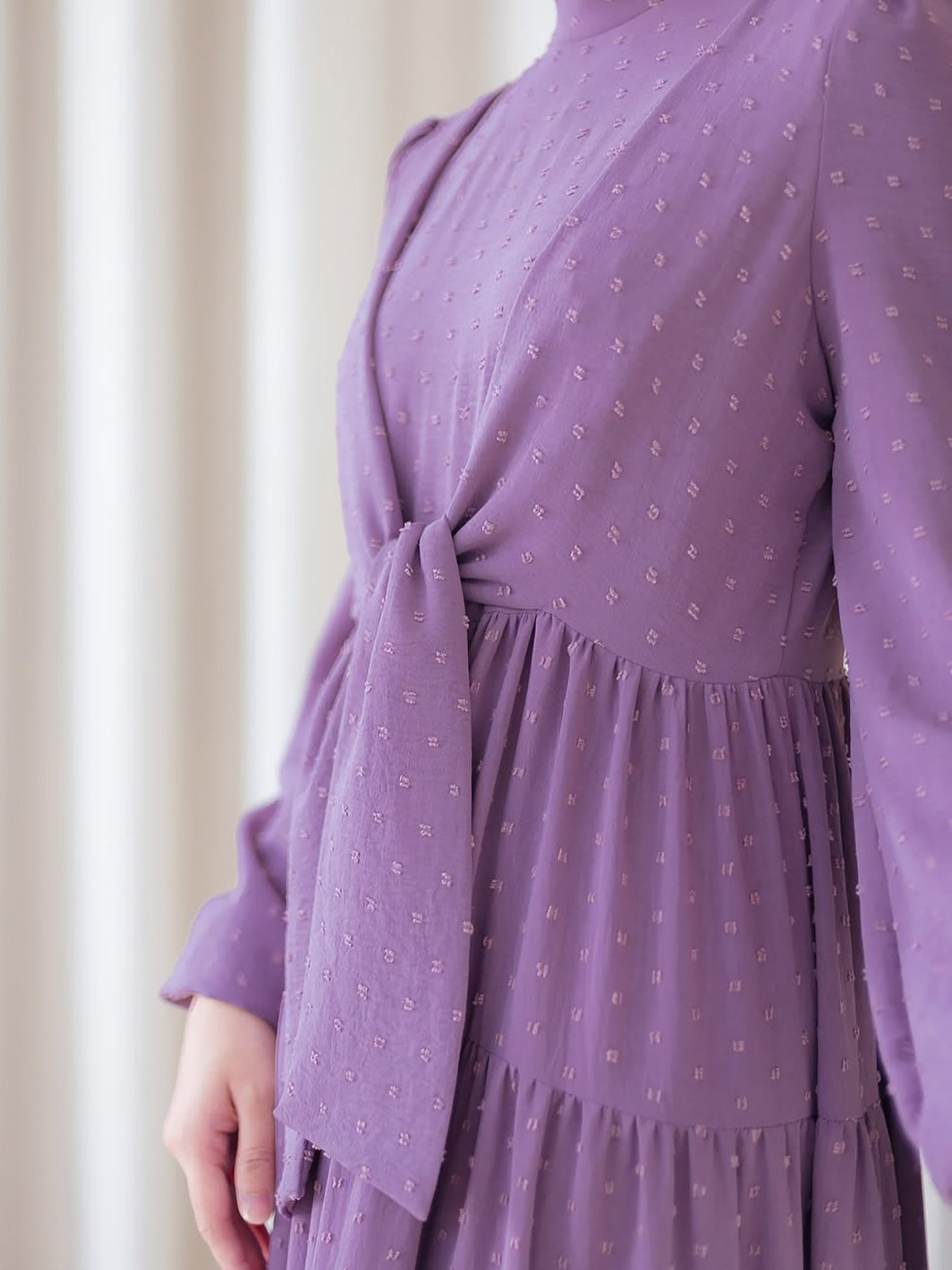 Ruffle Trim Maxi Dress with Lantern Sleeves