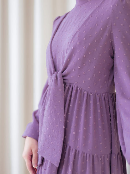 Ruffle Trim Maxi Dress with Lantern Sleeves