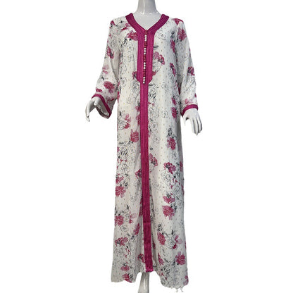 Women's Gold Silk Chiffon Ink Print Dress