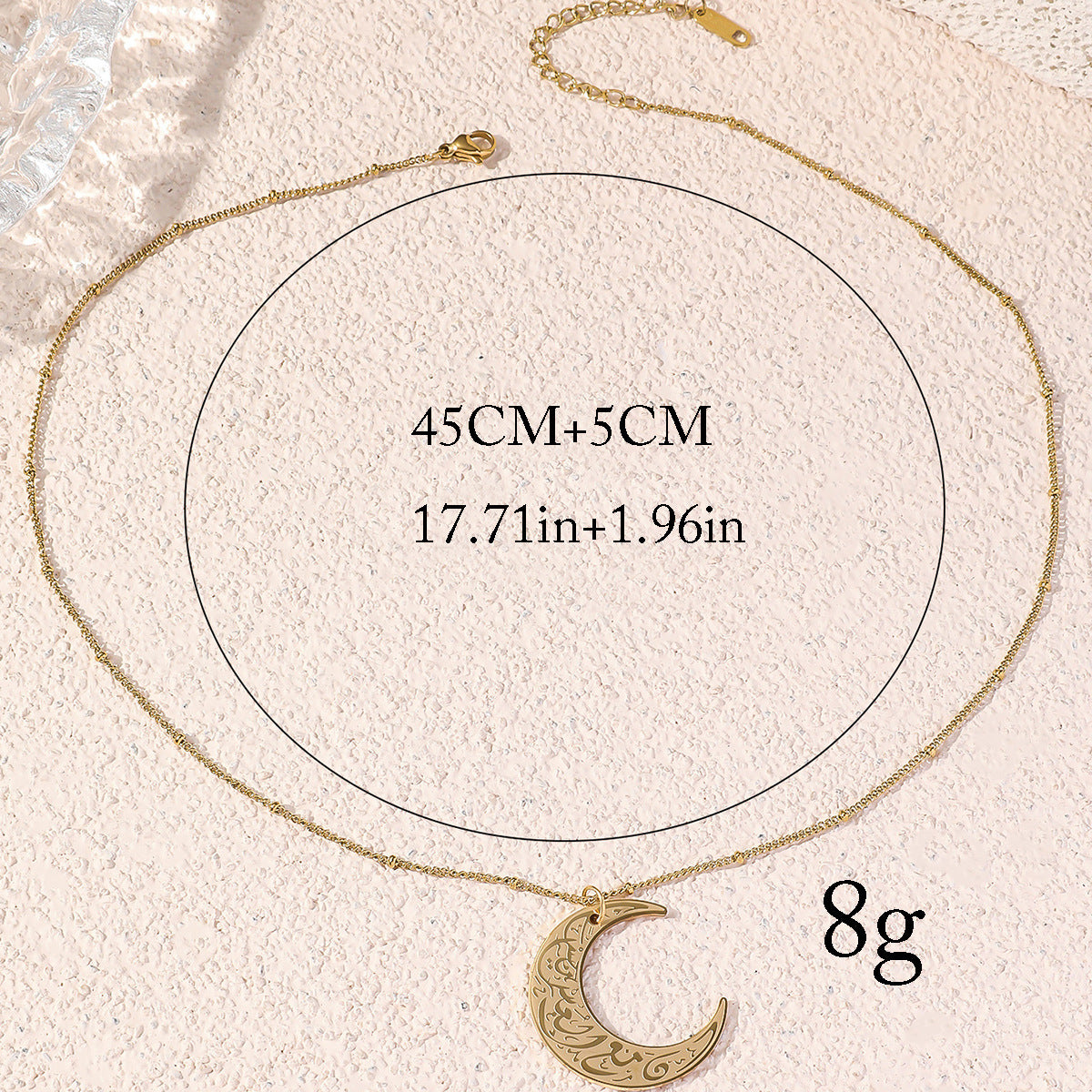 Personalized Hipster Short Simple Arabic Moon Necklace