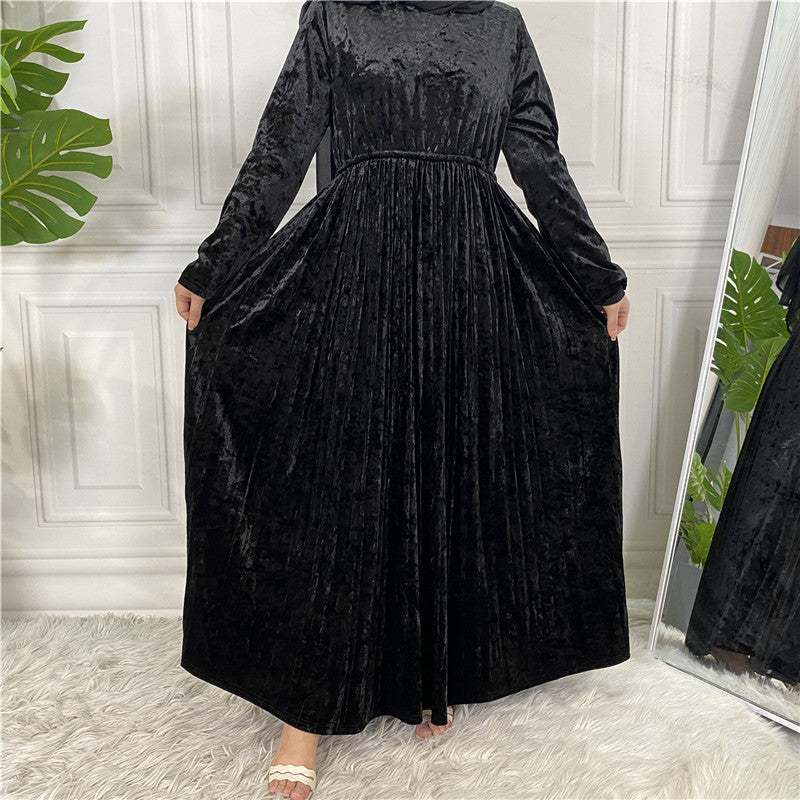 Women's Gold Velvet Dress