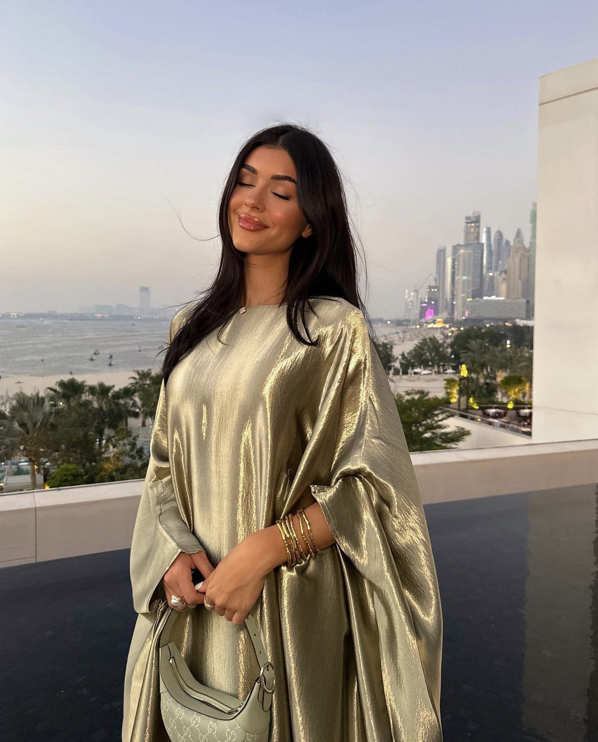 Women's Modest Feminine Hot Silver Dress
