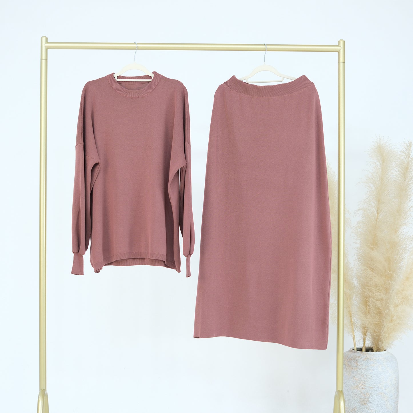 Thick Knit Two-Piece Modest Pants Set