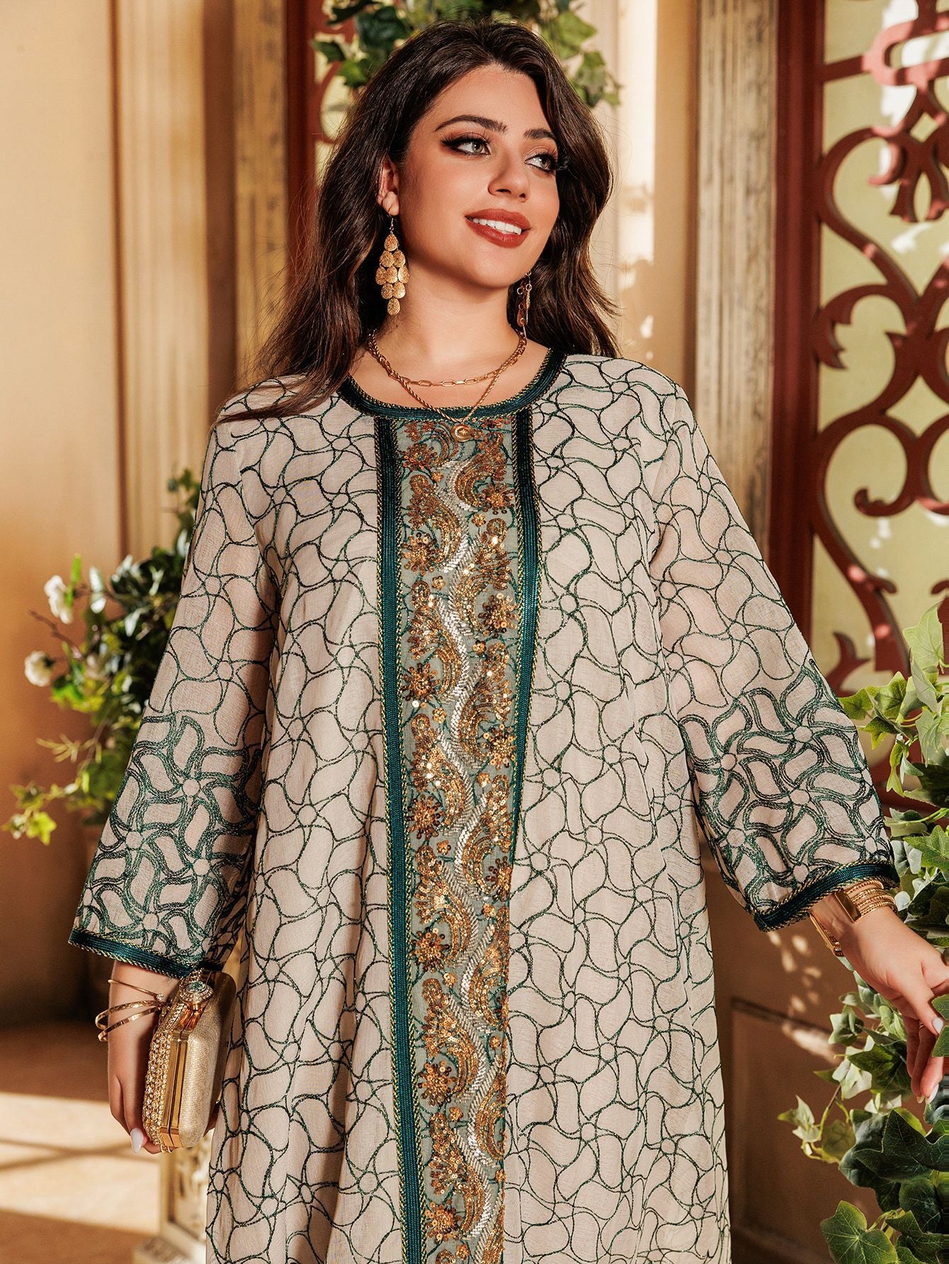 Mesh Modest Muslim Evening Dresses