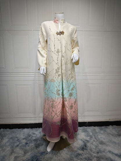 Jacquard Embroidered Gradient Evening Dress