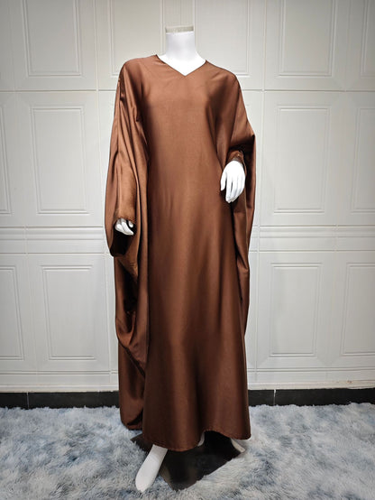 Women's Pullover Waist-cinching Modest Coffee Dress