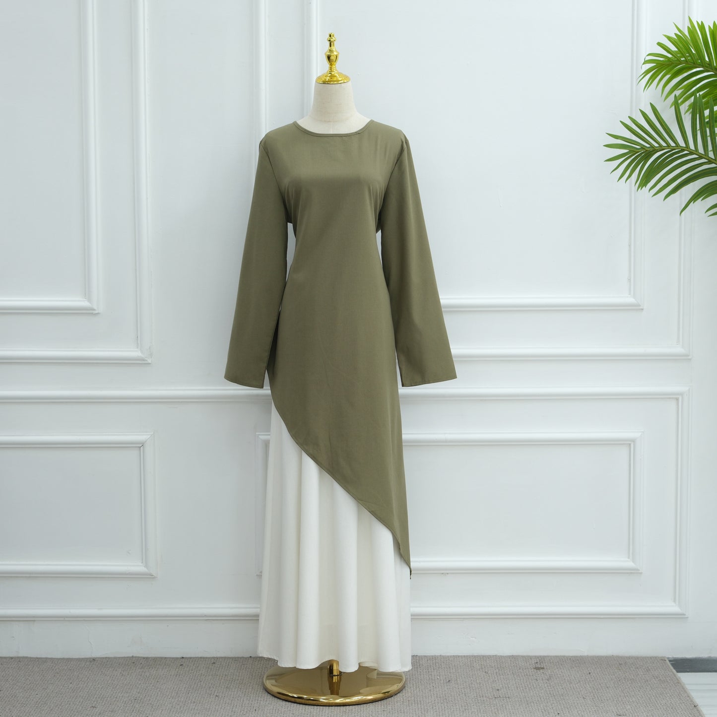 Elegant Asymmetric Top and A-Line Maxi Skirt Two-Piece Set