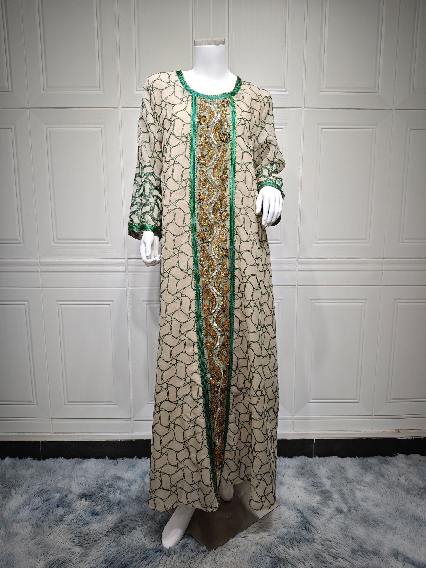 Mesh Modest Muslim Evening Dresses