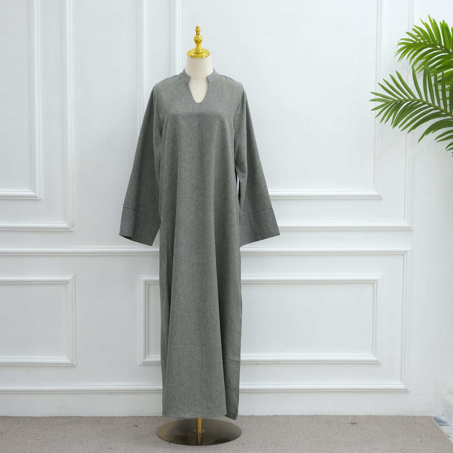 Loose-Fit Solid Color Modest Abaya Dress