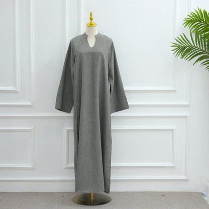 Loose-Fit Solid Color Modest Abaya Dress