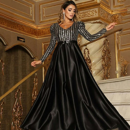 Women's V-Neck Large Swing Sexy Evening Party Dress