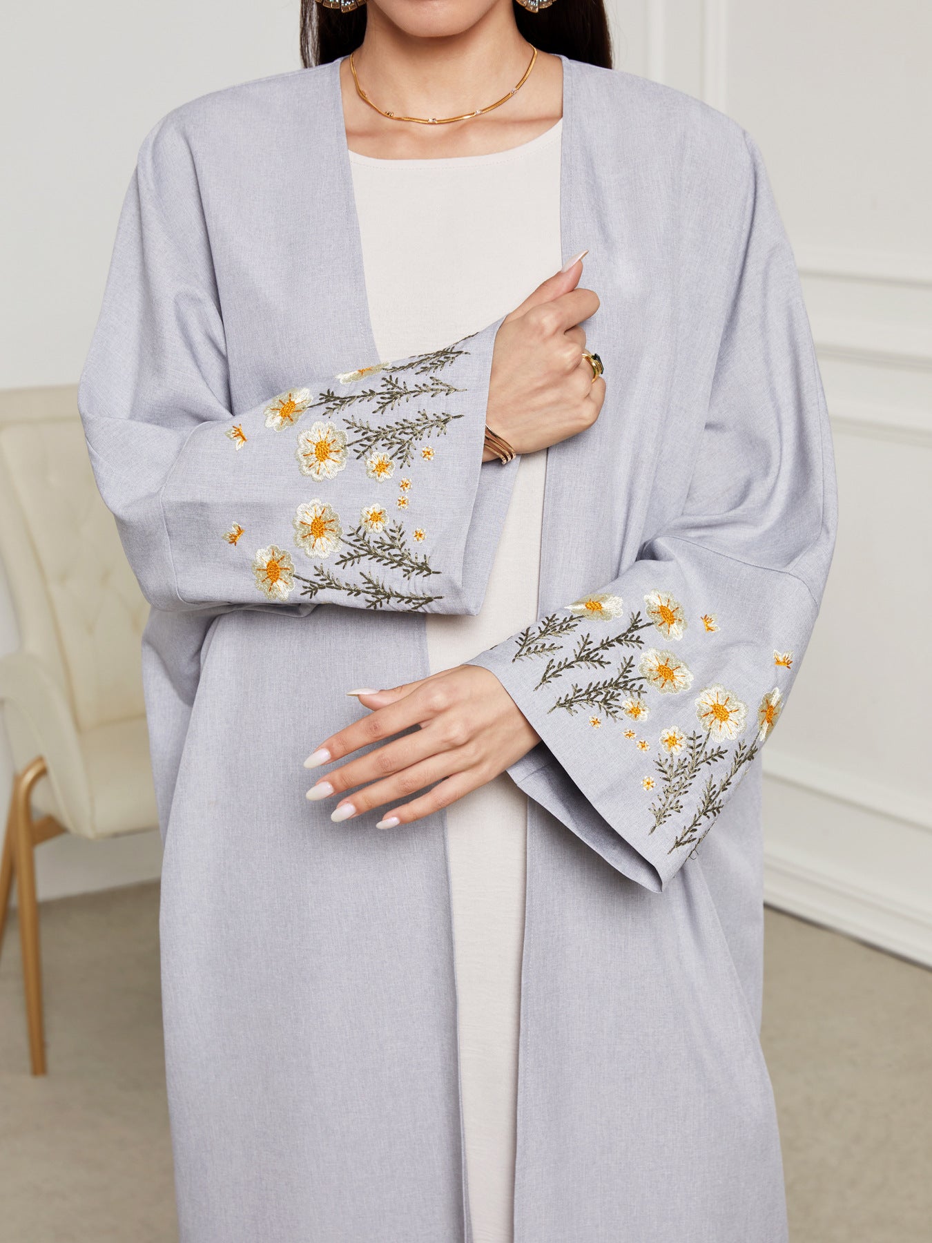 Women's Elegant Cardigan Embroidered Dress