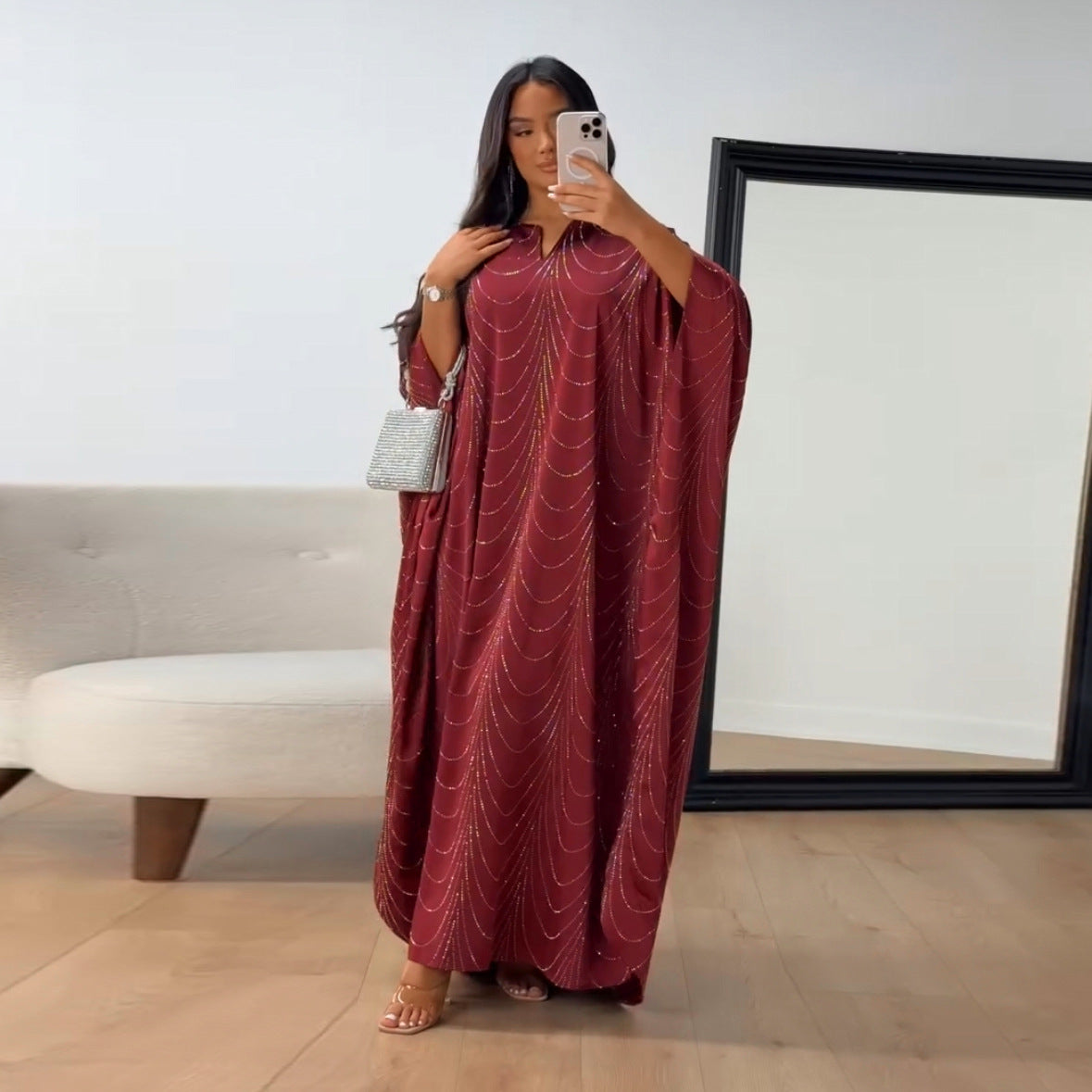 Women's Loose Hot Diamond Abaya Dress