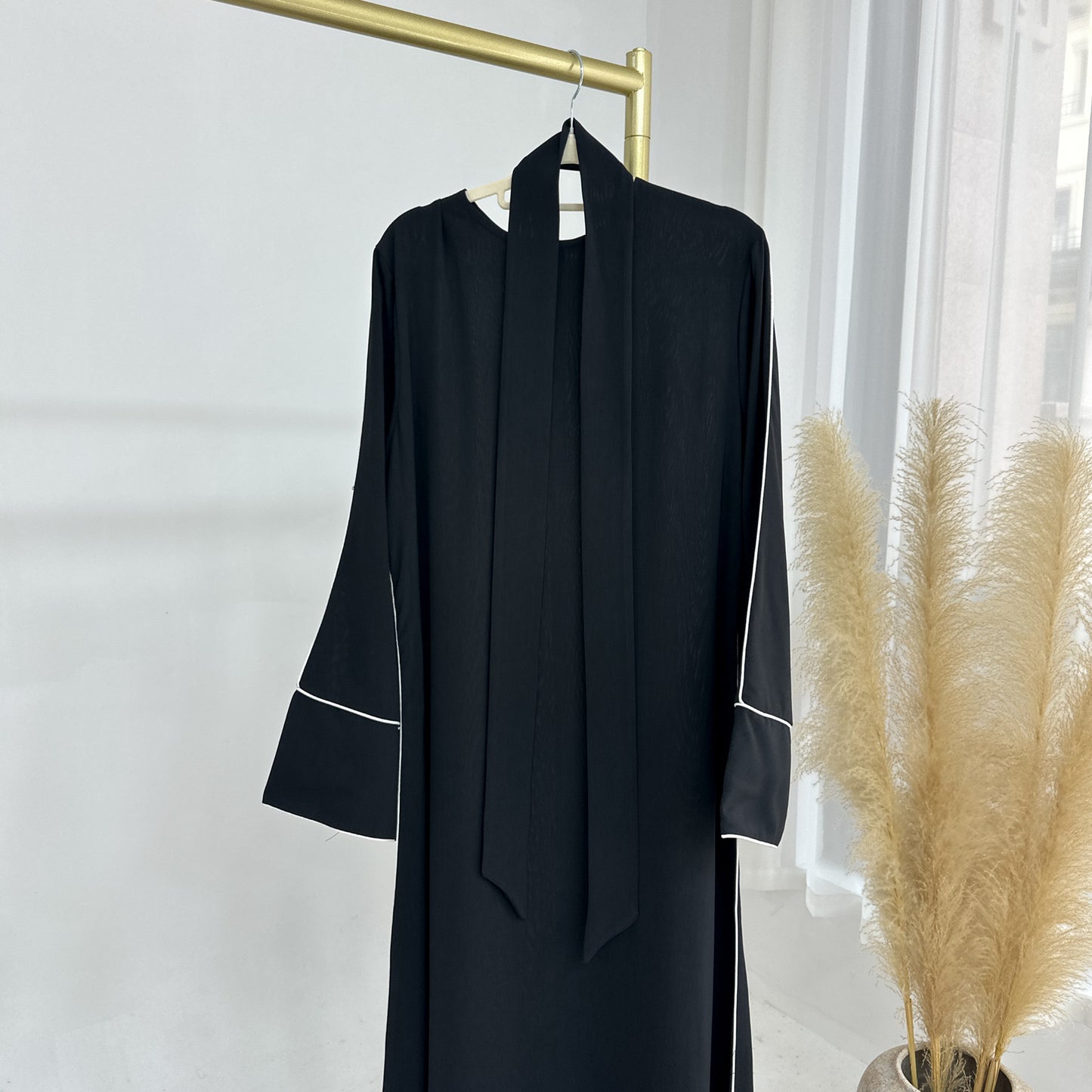 Stylish Solid Color Modest Abaya Dress