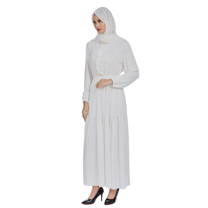 Ruffled Front Maxi Dress with Long Sleeves