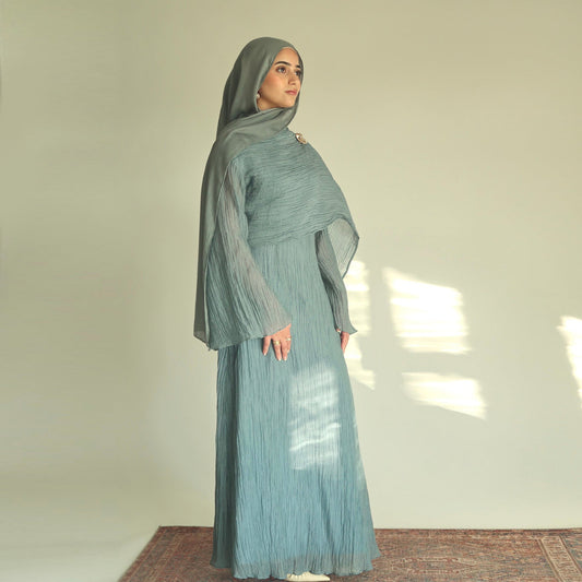 Muslim Women's Solid Color Double-Layer Dress