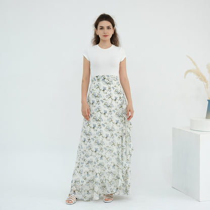Floral Two Piece Set with Kimono Cardigan and Skirt