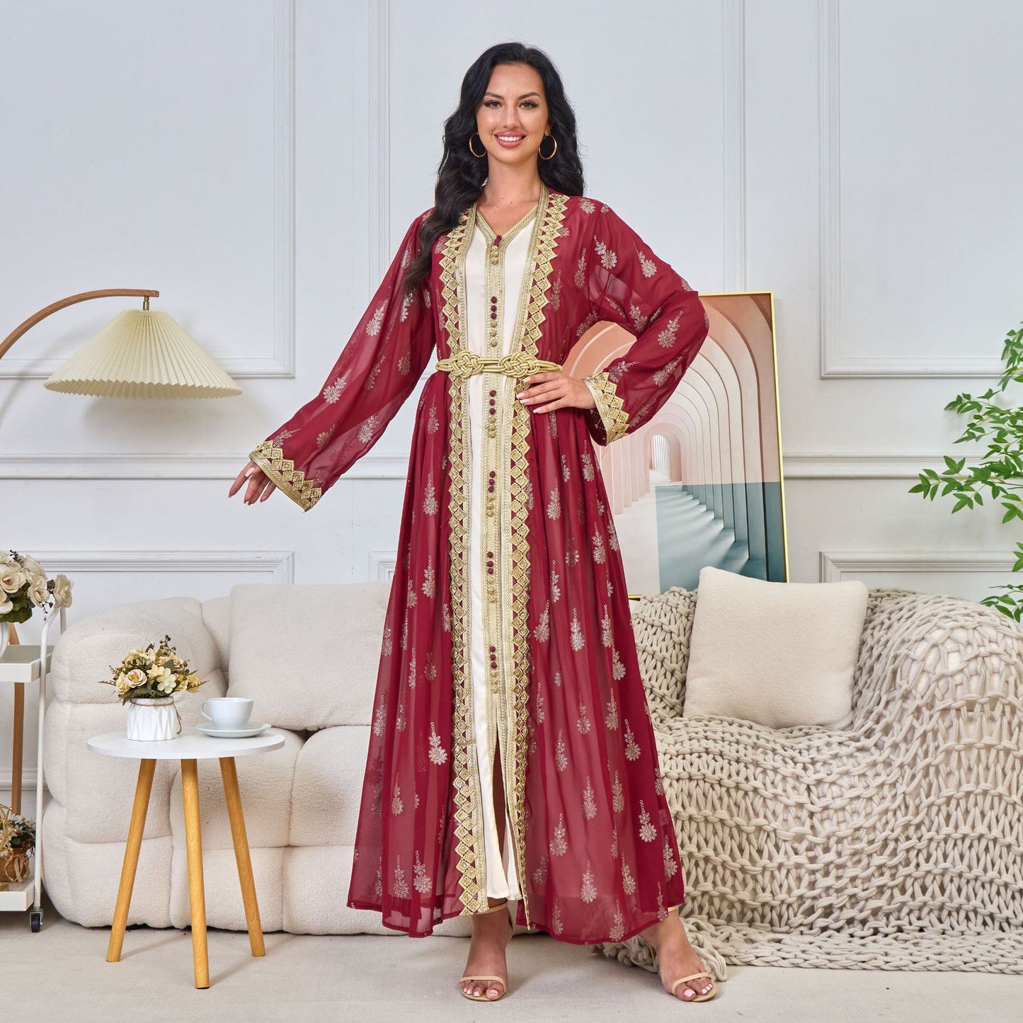 Women's Embroidered Cardigan Vest Two-piece Dress