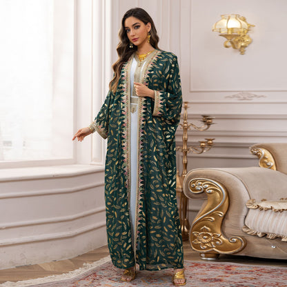 Women's Chiffon Plus-size Cardigan Long Skirt Three-piece Set