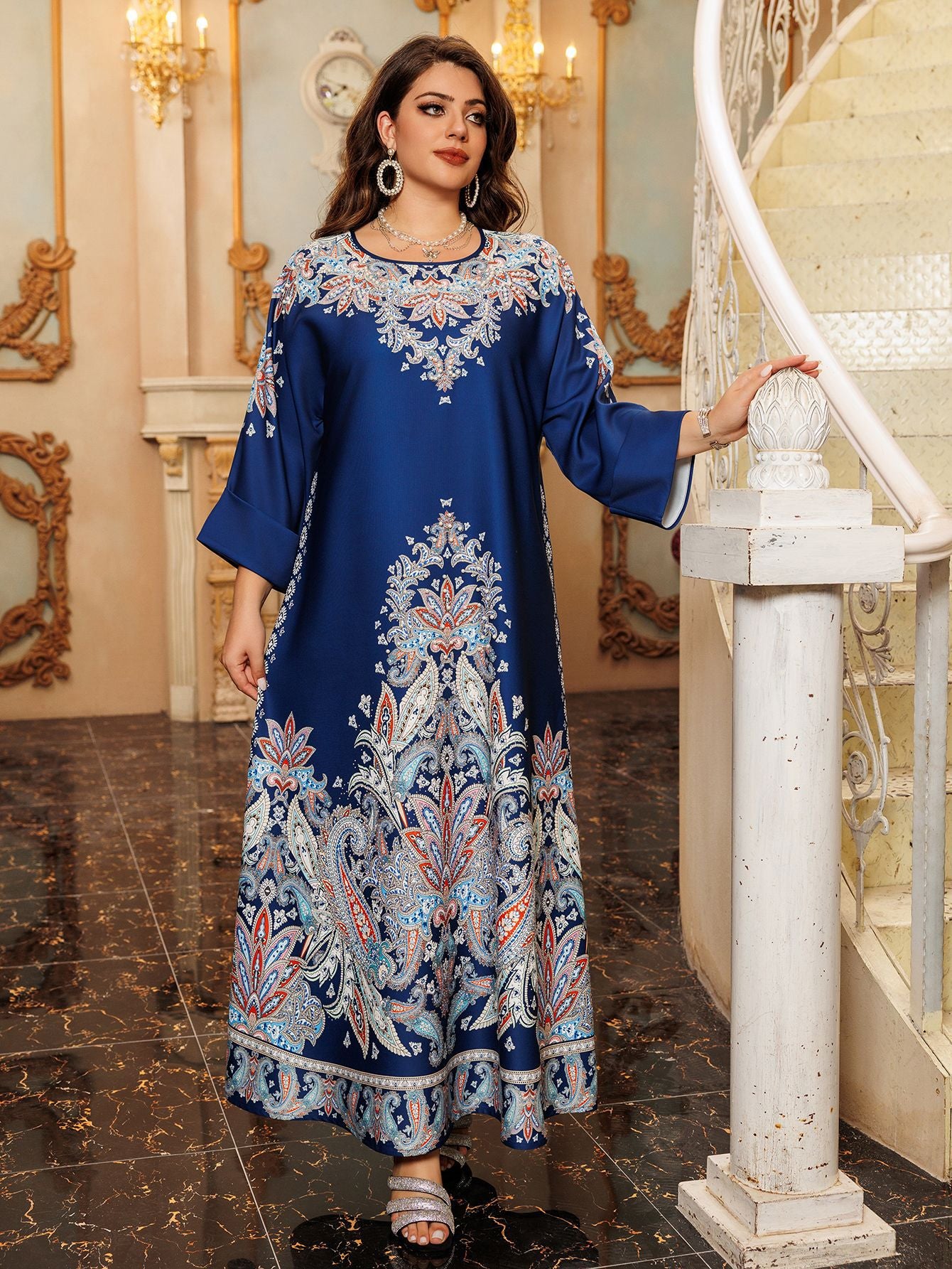 Women's Printed Flower Hot Diamond Dress