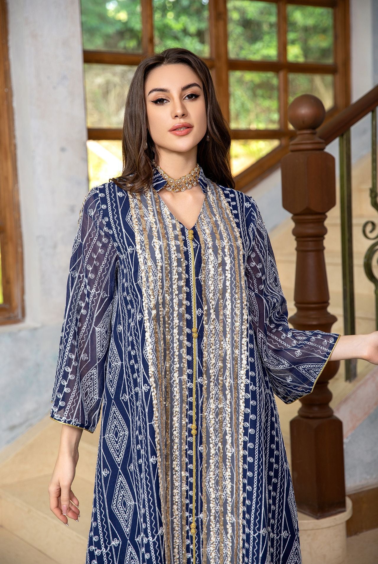 Mesh Embroidered Sequins Patchwork Dress