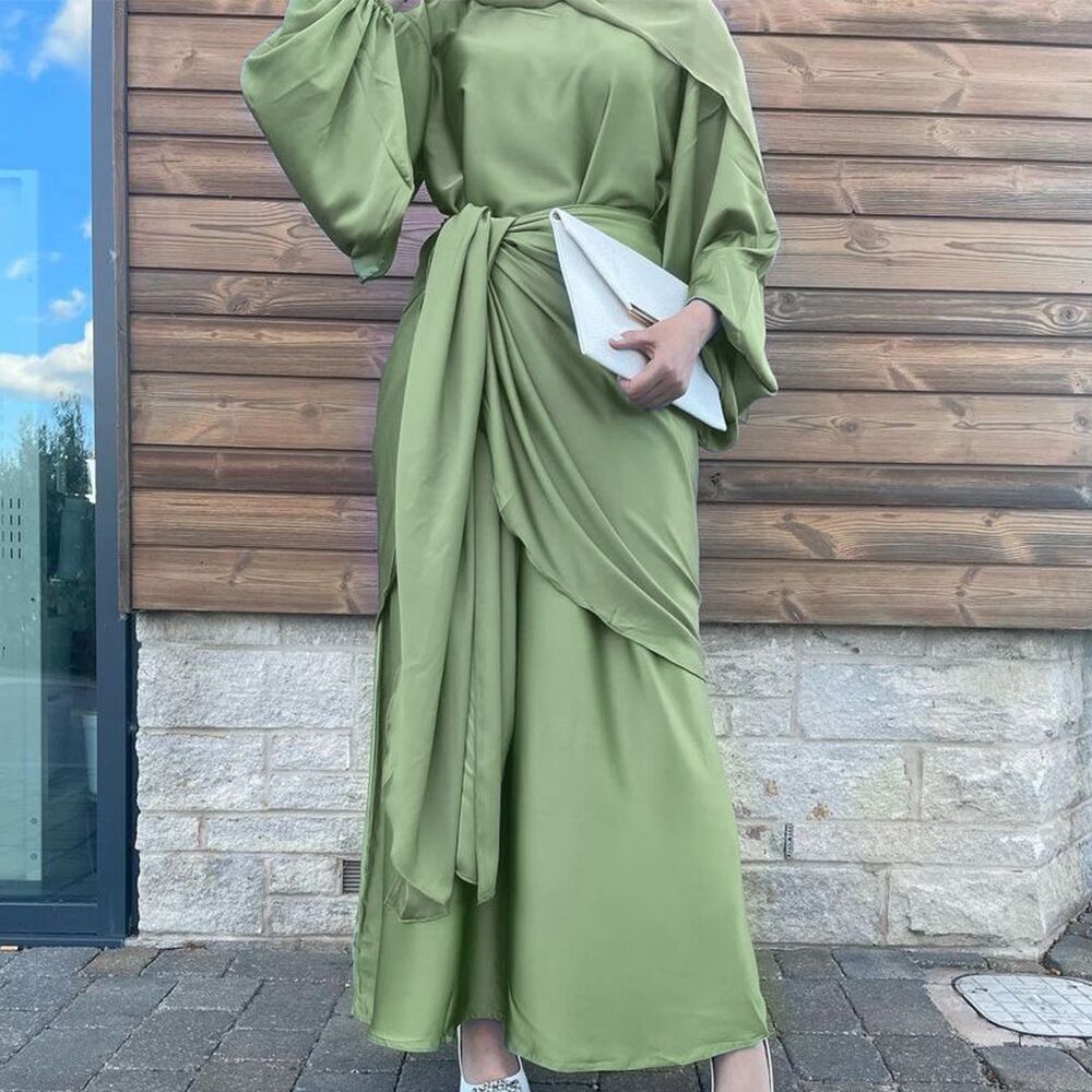 Plain Robe Dress Two Piece Sets