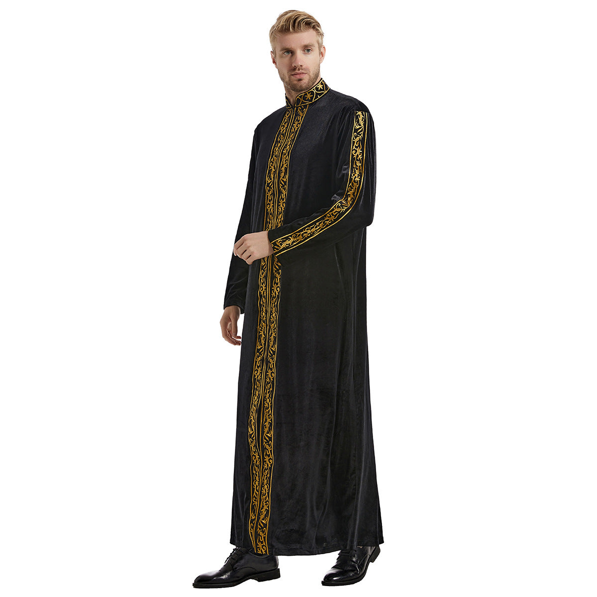 Men's Gold Velvet Embroidered Thobe