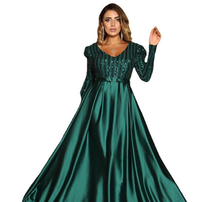 Women's V-Neck Large Swing Sexy Evening Party Dress