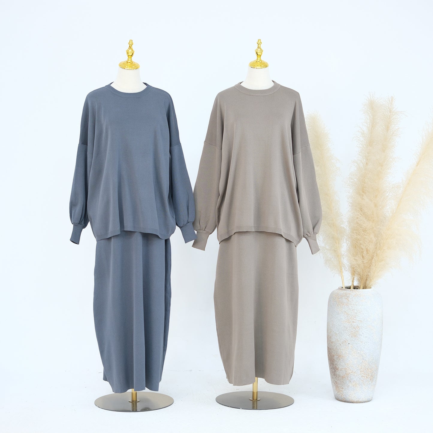 Thick Knit Two-Piece Modest Pants Set