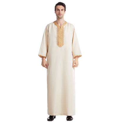 Men's Eight-quarter Sleeved Embroidered Robe