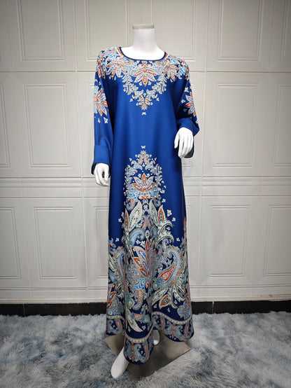 Women's Printed Flower Hot Diamond Dress