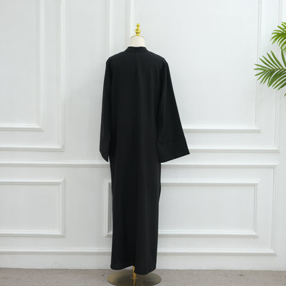 Loose-Fit Solid Color Modest Abaya Dress