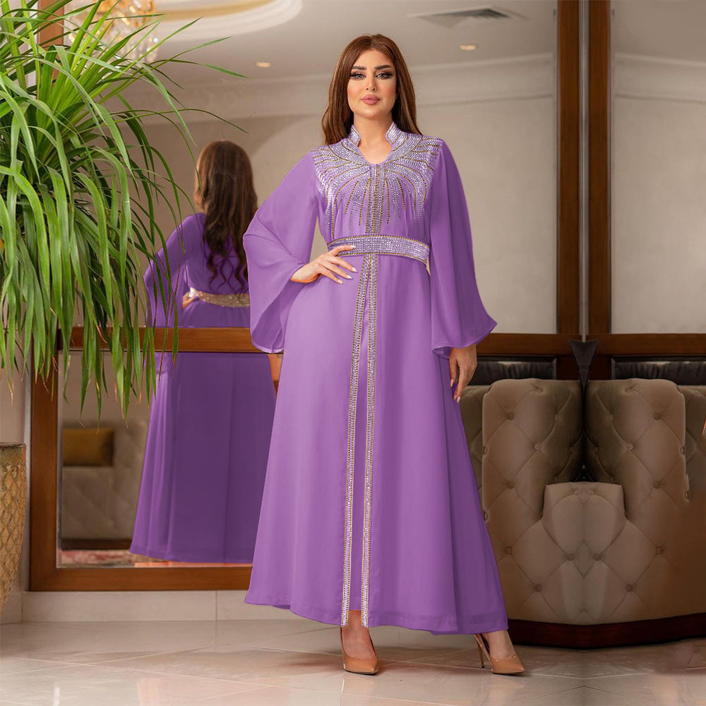 Women's Diamond Stamping with Chiffon Dress