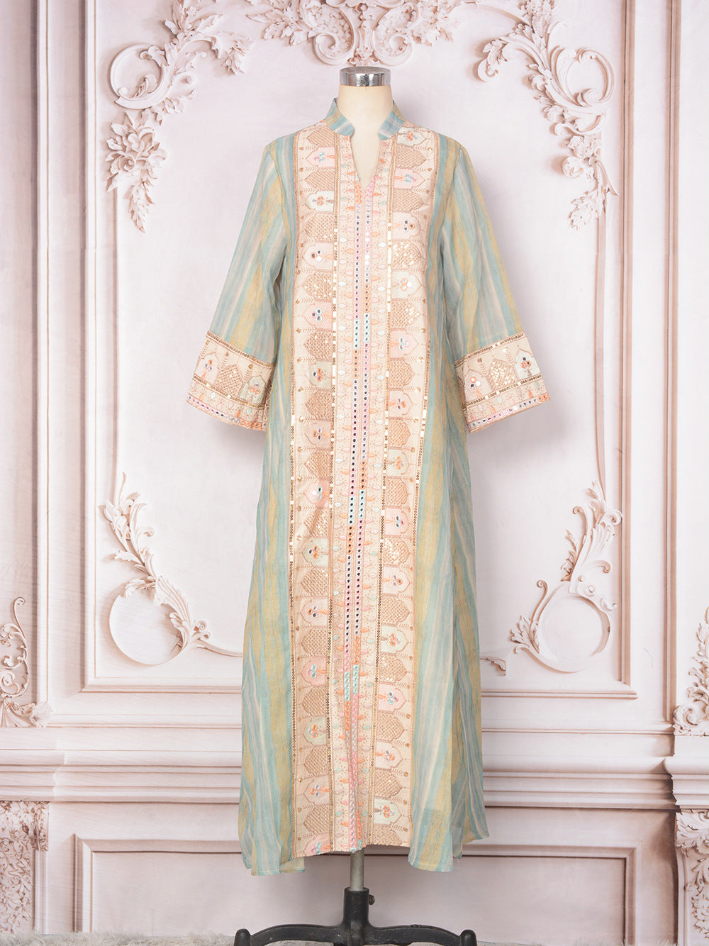 Women's Embroidered Sequin Evening Dress