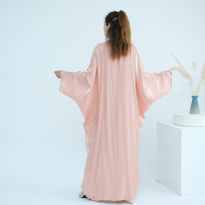Elegant Solid Color Two Piece Abaya Set with Inner Dress