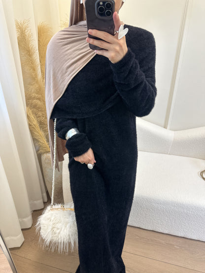 Cozy Knit Two Piece Sweater Dress with Shawl Elegant Winter Set