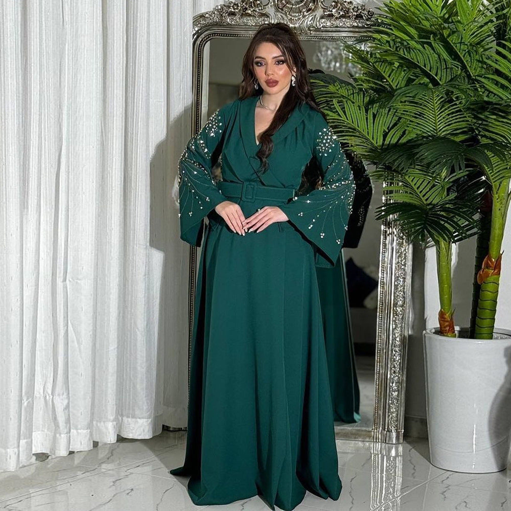Women's Hot Jalabiya Party Dress with Belt