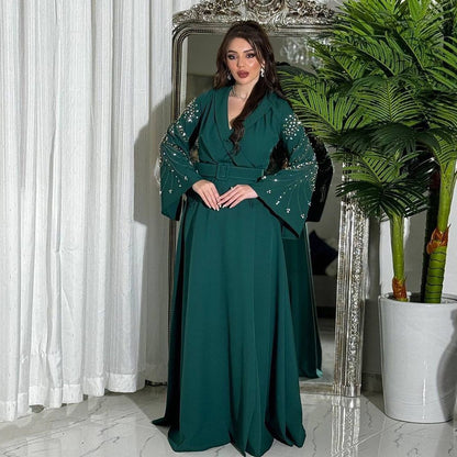 Women's Hot Jalabiya Party Dress with Belt