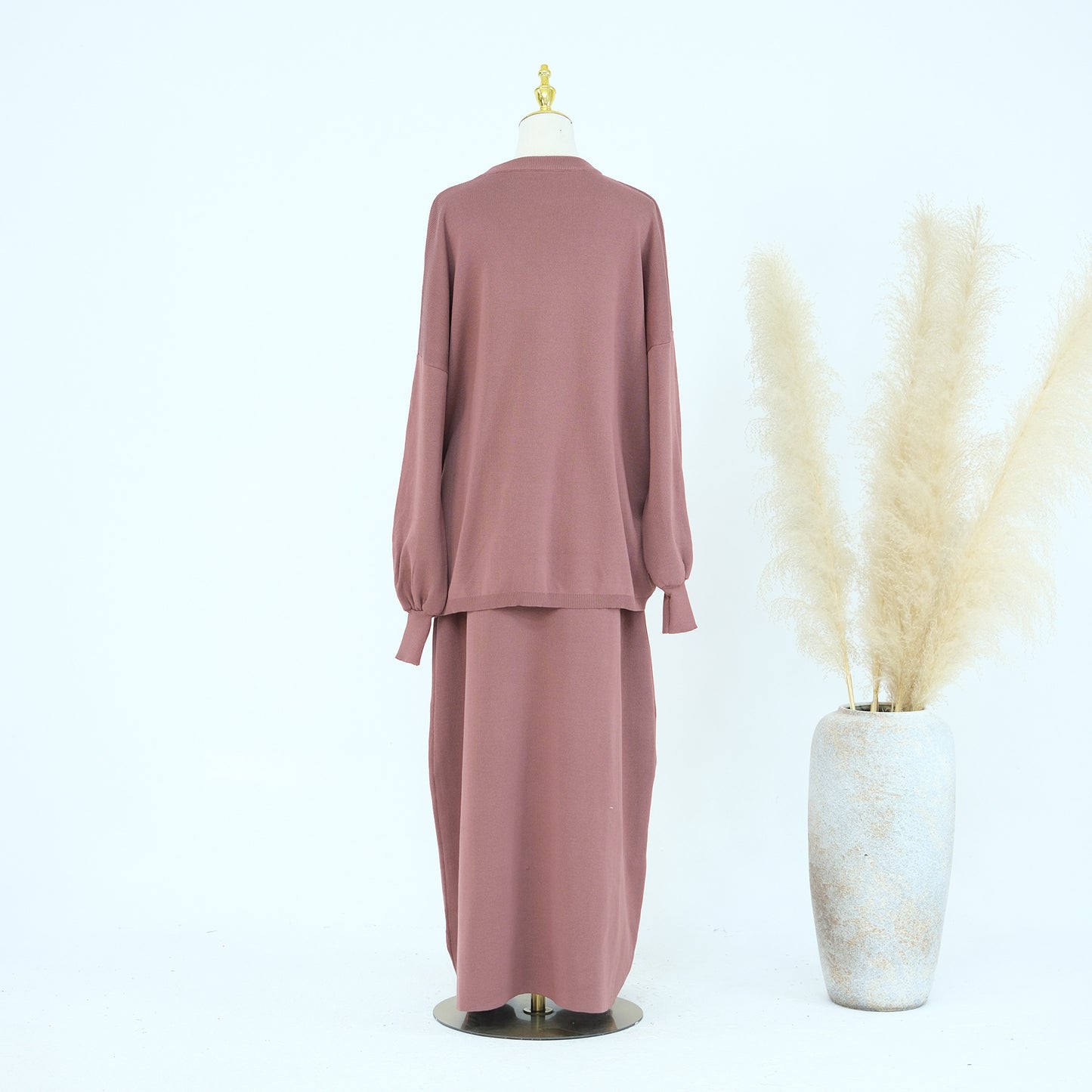 Thick Knit Two-Piece Modest Pants Set