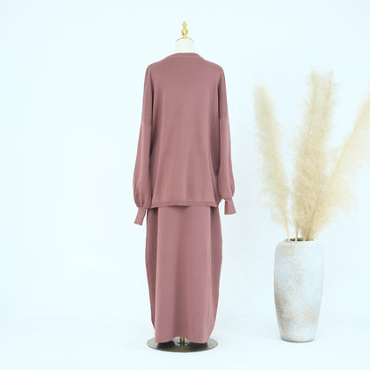 Thick Knit Two-Piece Modest Pants Set