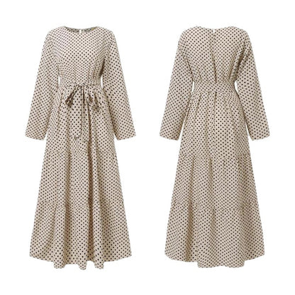 Women's Polka Dot Long Sleeved Dress
