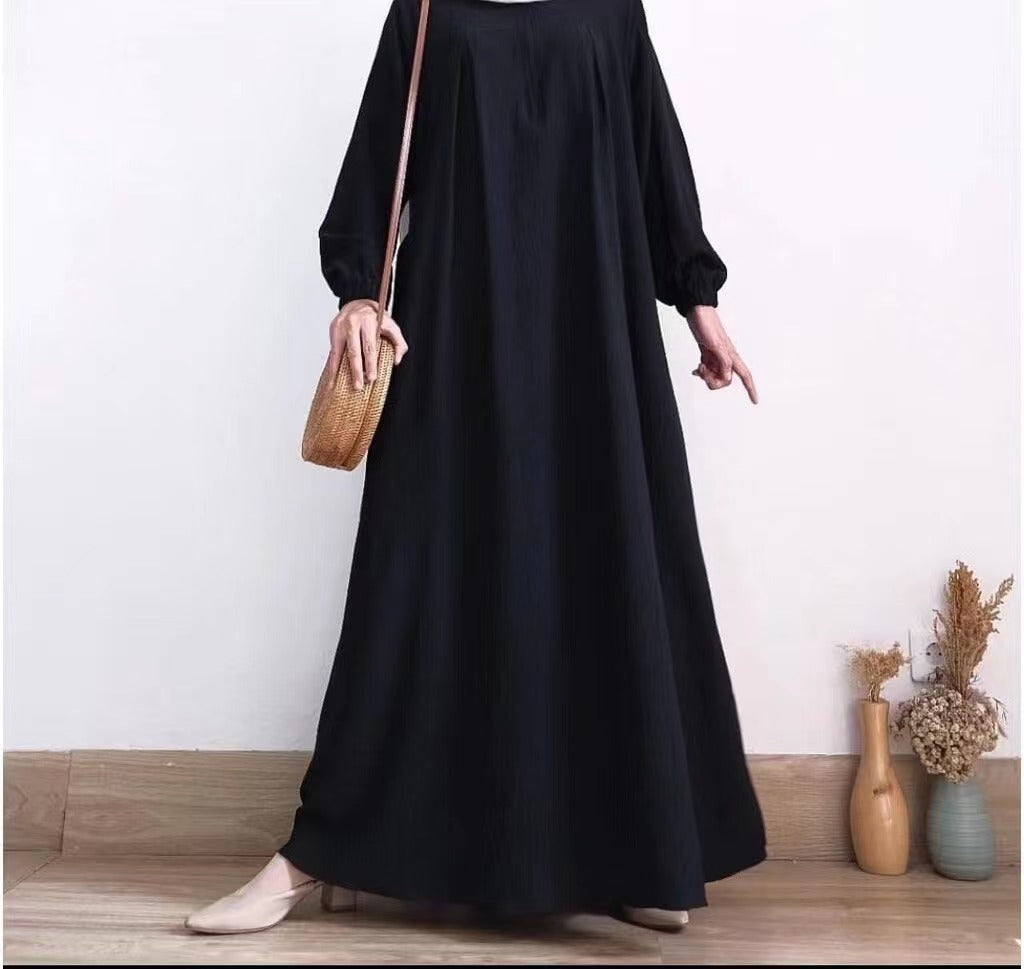 Women's Long-sleeved Zippered Crewneck Dress