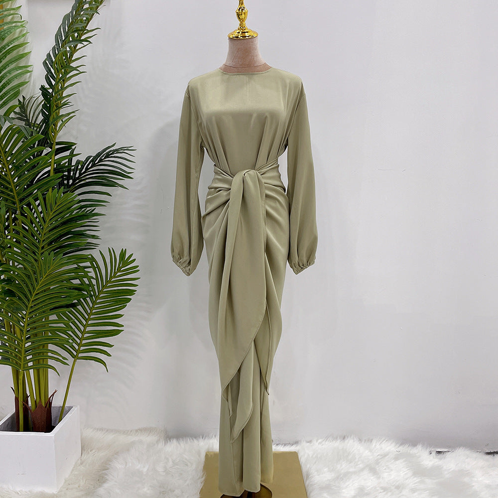 Plain Robe Dress Two Piece Sets