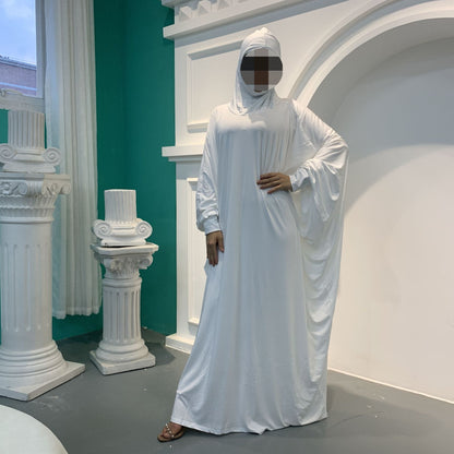 Solid Color Fashion Bat Sleeve Abaya Dress