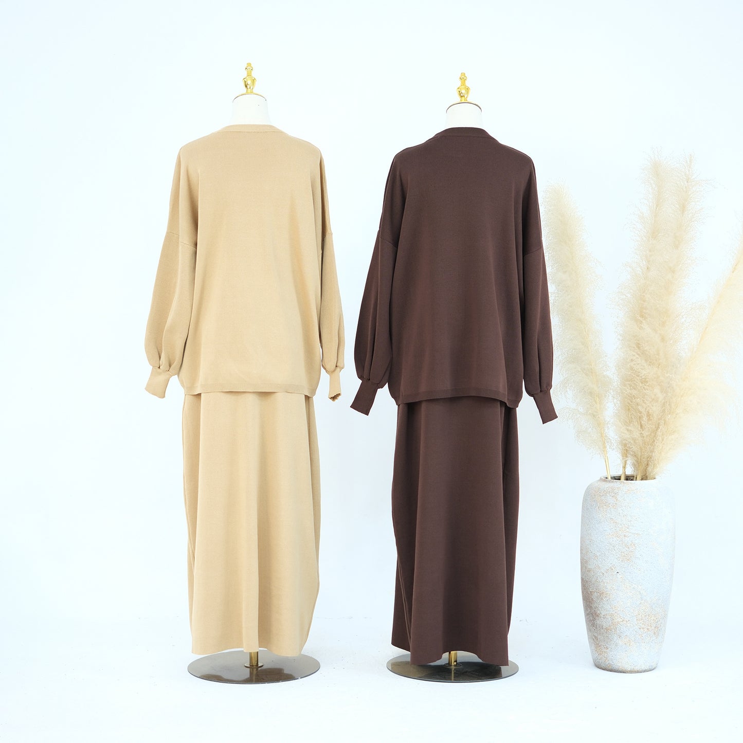 Thick Knit Two-Piece Modest Pants Set